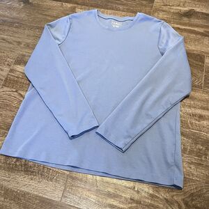 L.L. Bean Long Sleeve Tee Shirt Womens XL Blue Cotton Crewneck Pullover READ